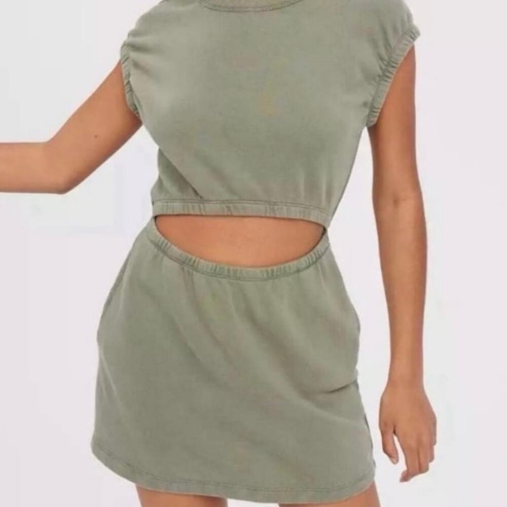 NWT Offline by Aerie Weekend Fleece Cut Out Dress Green Crewneck Medium